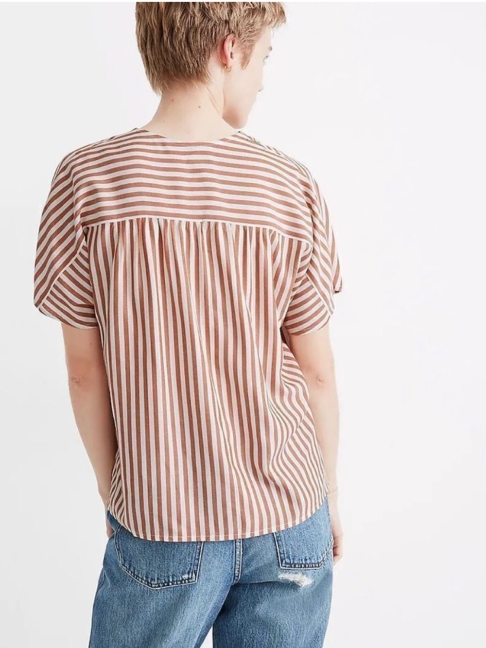 Madewell Rhyme Button Front Top In Stripe Play XS, 22” PTP, 21” L - Picture 2 of 7